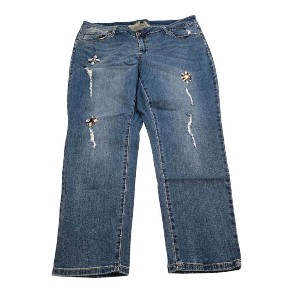 Seven7 Jeweled Rhinestone‎ Stretch Straight Leg Jeans Plus Size 20